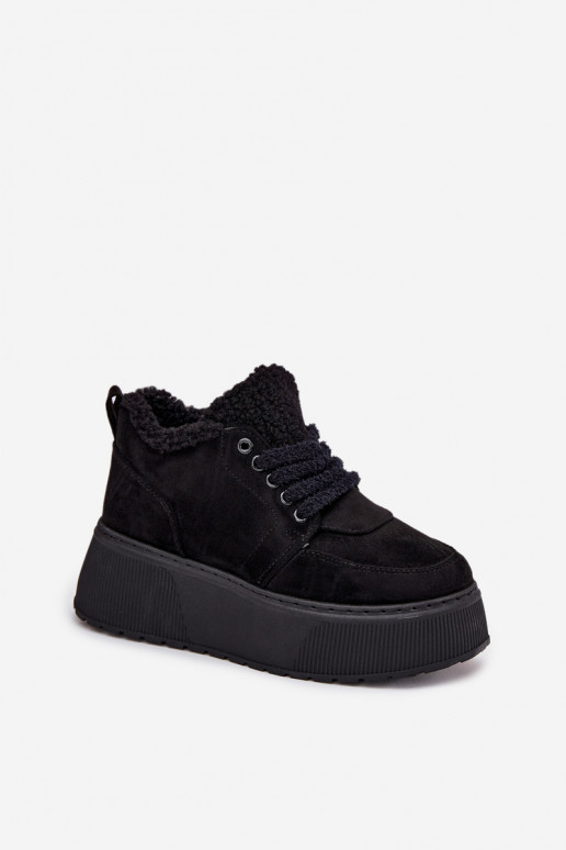 Botas de nieve para mujer en plataforma con pelo en color negro Luma