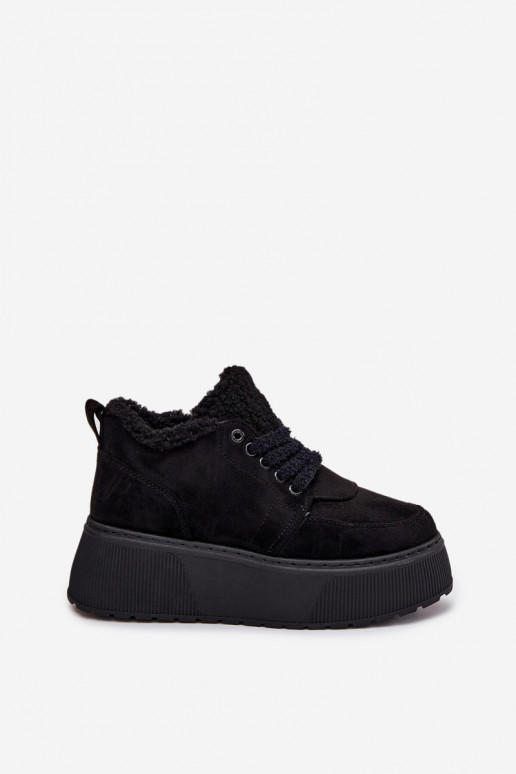 Botas de nieve para mujer en plataforma con pelo en color negro Luma
