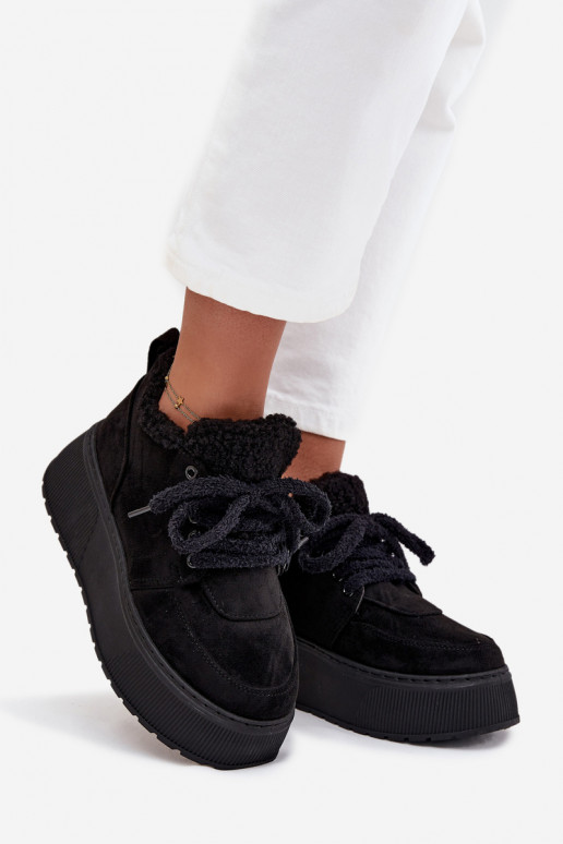 Botas de nieve para mujer en plataforma con pelo en color negro Luma