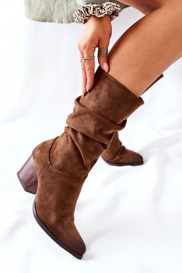 Botas altas para mujer de ante sintético Vinceza marrones 2