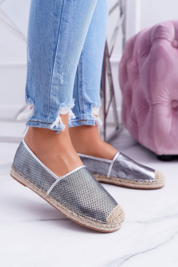 Lu Boo espadrilles de encaje plateadas Kimchi