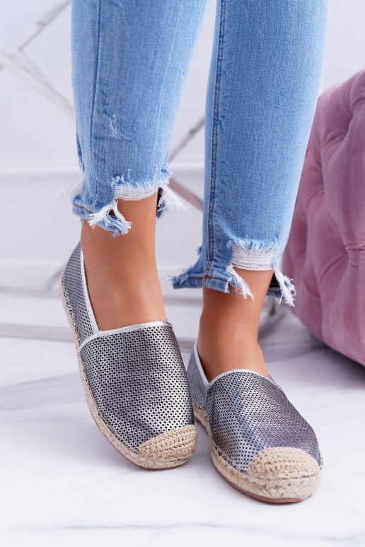 Lu Boo espadrilles de encaje plateadas Kimchi