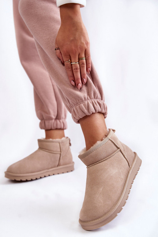 Botas de nieve bajas para mujer de ante sintético en color marfil Shelie