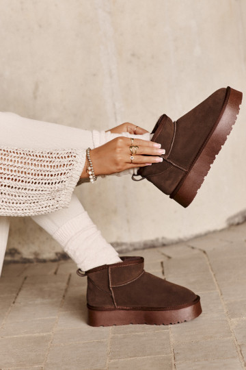 Botas de nieve bajas para mujer de ante sintético en color marrón Nucca