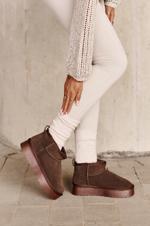 Botas de nieve bajas para mujer de ante sintético en color marrón Nucca