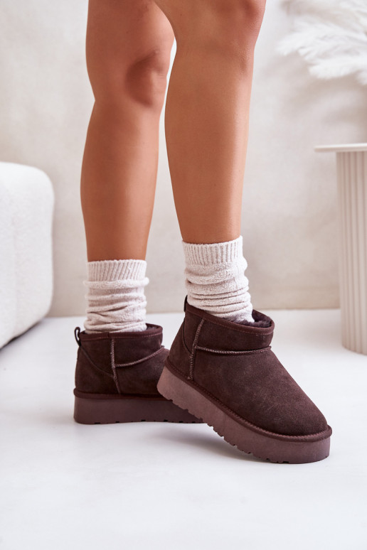 Botas de nieve bajas para mujer de ante sintético en color marrón Nucca