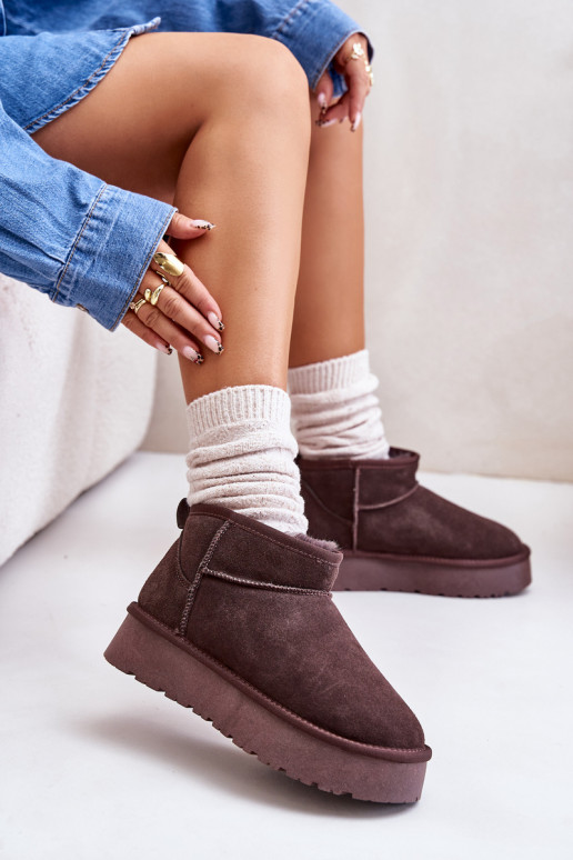 Botas de nieve bajas para mujer de ante sintético en color marrón Nucca