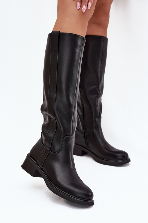 Botas altas de mujer con tacón bajo en color negro Averna