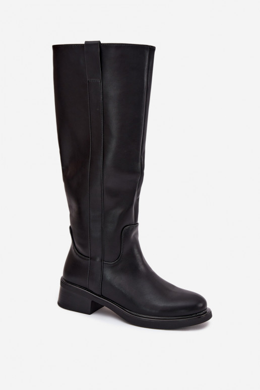 Botas altas de mujer con tacón bajo en color negro Averna