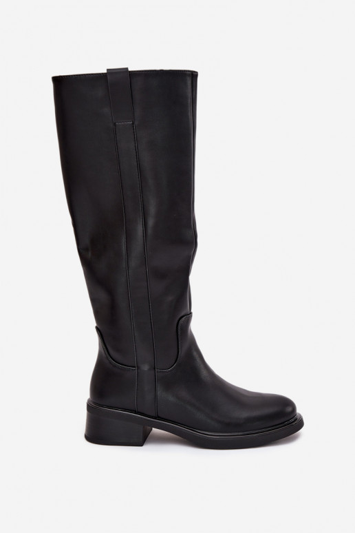 Botas altas de mujer con tacón bajo en color negro Averna
