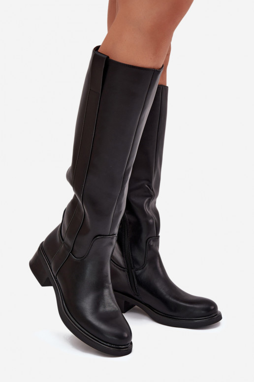 Botas altas de mujer con tacón bajo en color negro Averna