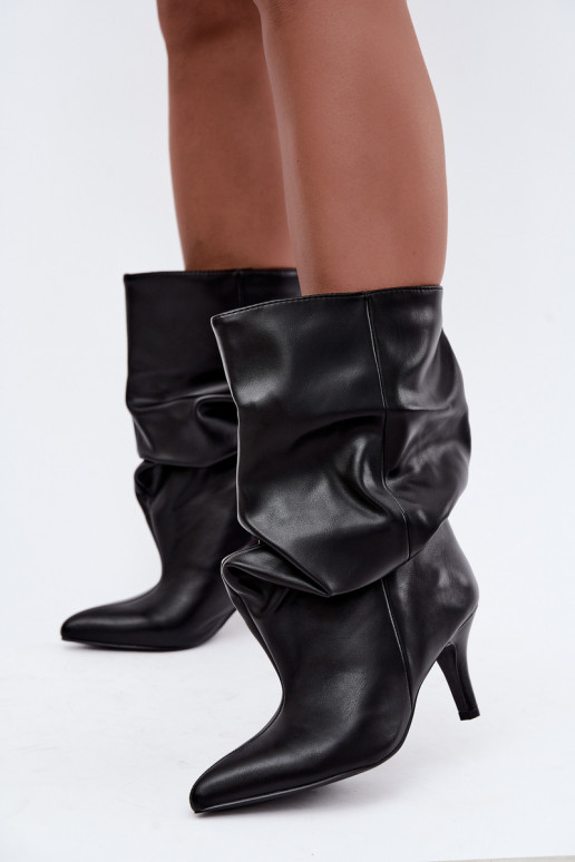 Botines slouchy con tacón negro Gelra