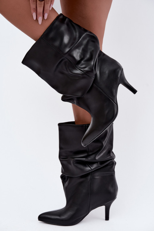 Botines slouchy con tacón negro Gelra