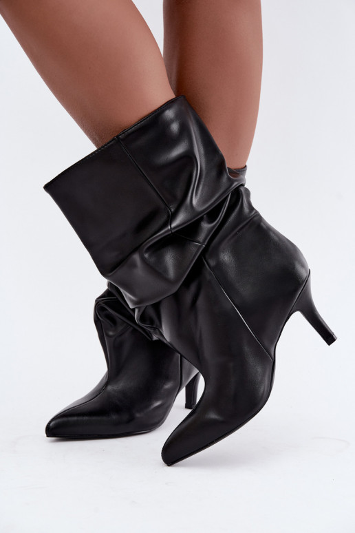 Botines slouchy con tacón negro Gelra