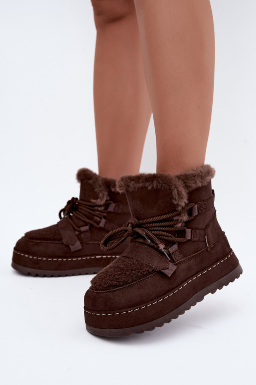 Botas de invierno con cordones y plataforma en color chocolate Coraliah