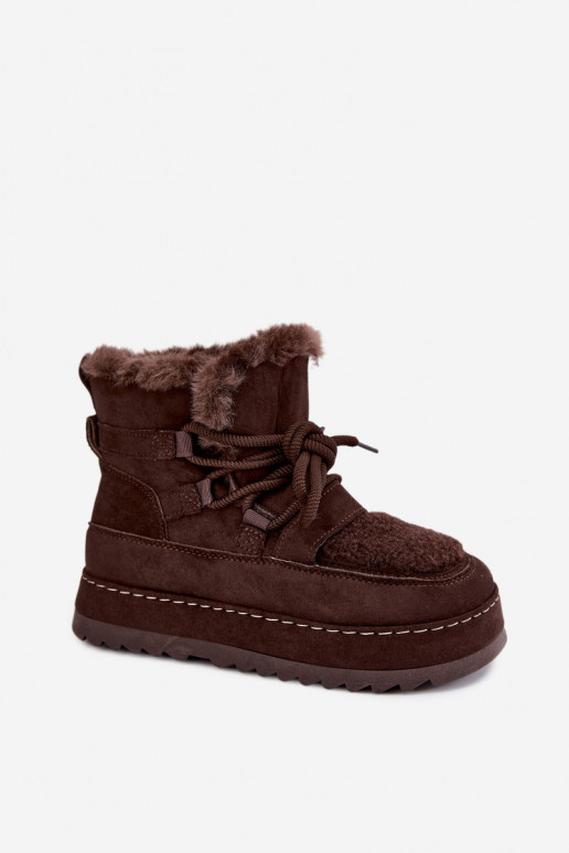 Botas de invierno con cordones y plataforma en color chocolate Coraliah