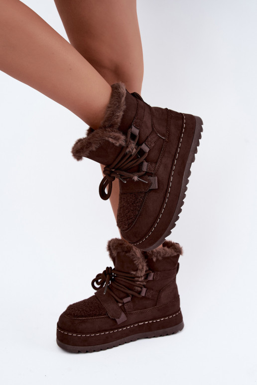 Botas de invierno con cordones y plataforma en color chocolate Coraliah