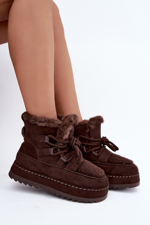 Botas de invierno con cordones y plataforma en color chocolate Coraliah