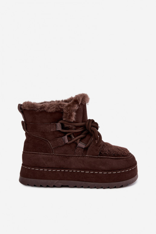 Botas de invierno con cordones y plataforma en color chocolate Coraliah
