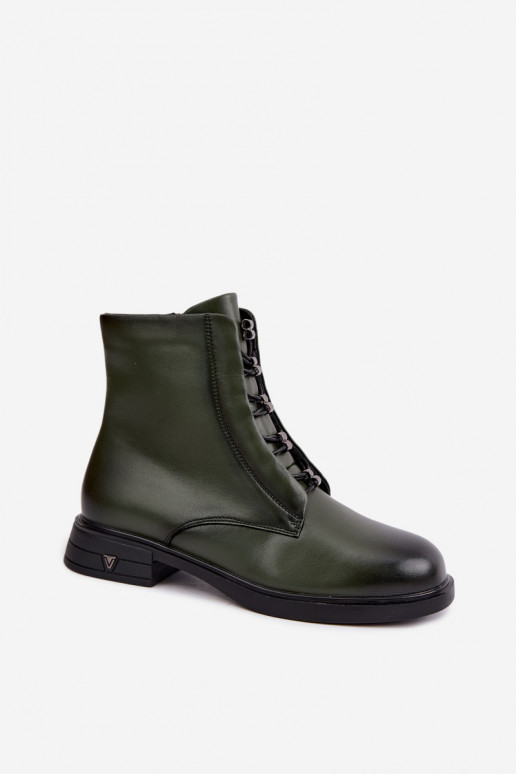 Botines cálidos de cuero natural Vinceza 133113 caqui