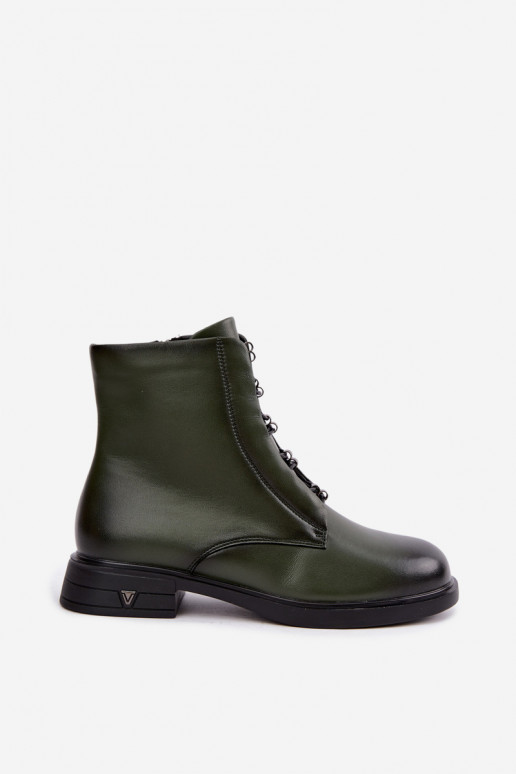 Botines cálidos de cuero natural Vinceza 133113 caqui