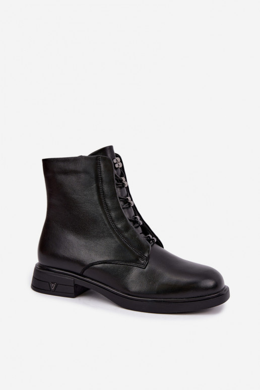 Botines cálidos de cuero natural Vinceza 133113 negros