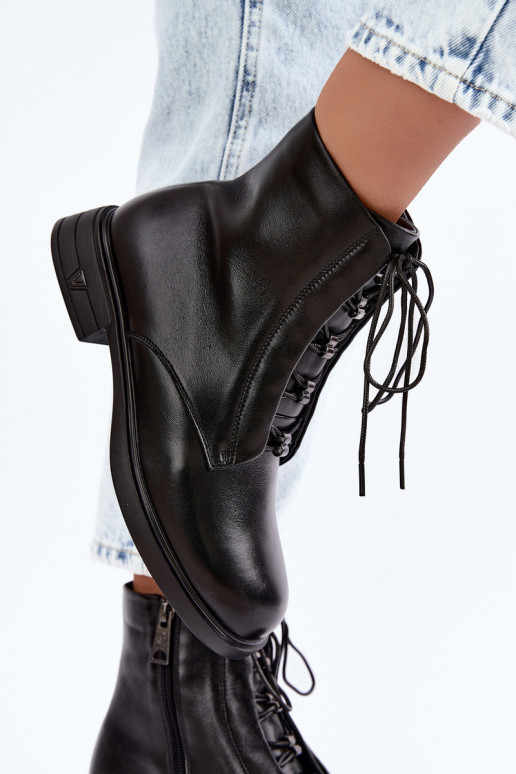 Botines cálidos de cuero natural Vinceza 133113 negros