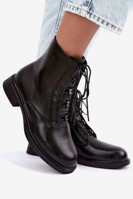 Botines cálidos de cuero natural Vinceza 133113 negros