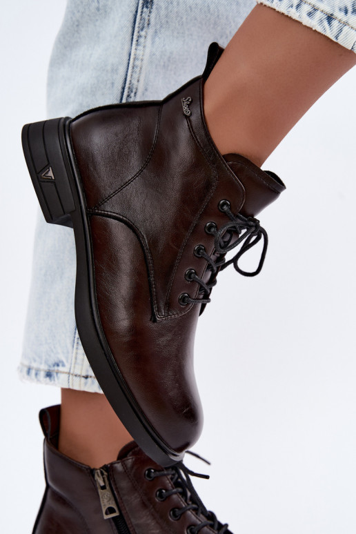Botines cálidos para mujer con tacón bajo Vinceza 39953 chocolate