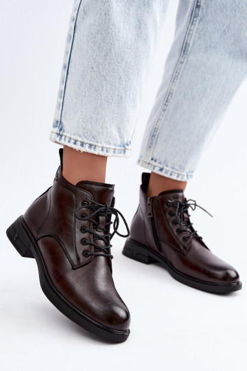 Botines cálidos para mujer con tacón bajo Vinceza 39953 chocolate 2