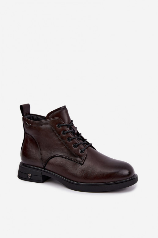 Botines cálidos para mujer con tacón bajo Vinceza 39953 chocolate