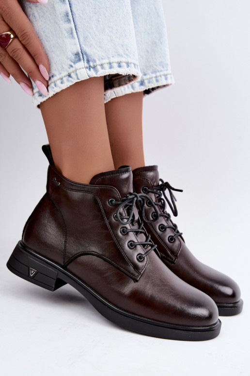 Botines cálidos para mujer con tacón bajo Vinceza 39953 chocolate