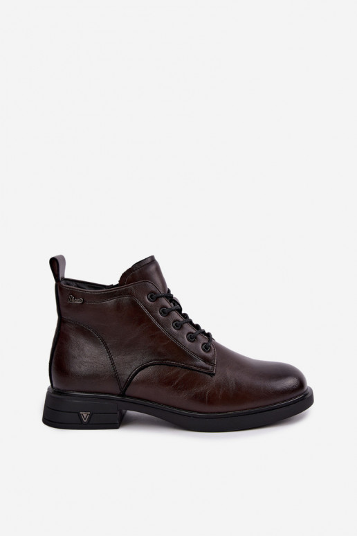 Botines cálidos para mujer con tacón bajo Vinceza 39953 chocolate