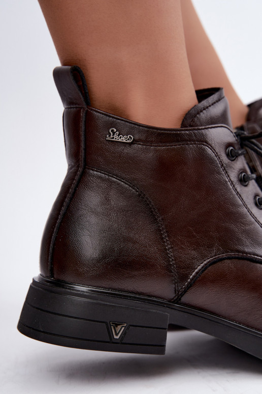 Botines cálidos para mujer con tacón bajo Vinceza 39953 chocolate