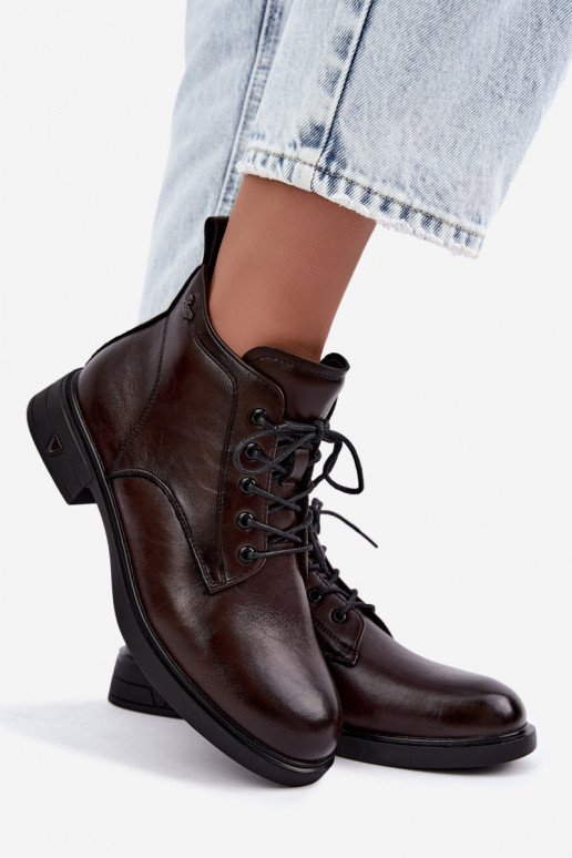 Botines cálidos para mujer con tacón bajo Vinceza 39953 chocolate