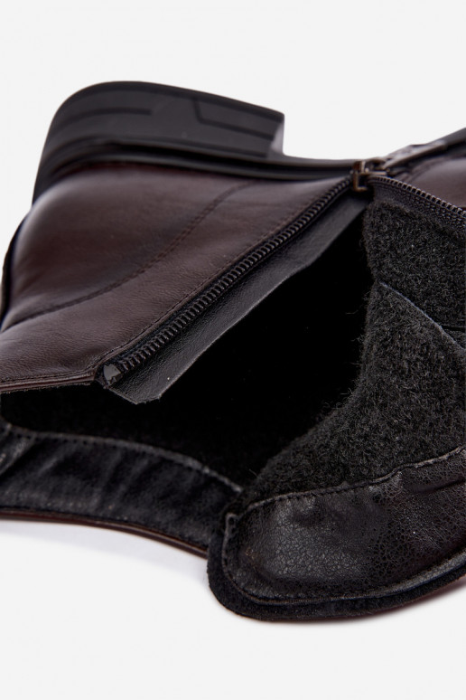 Botines cálidos para mujer con tacón bajo Vinceza 39953 chocolate