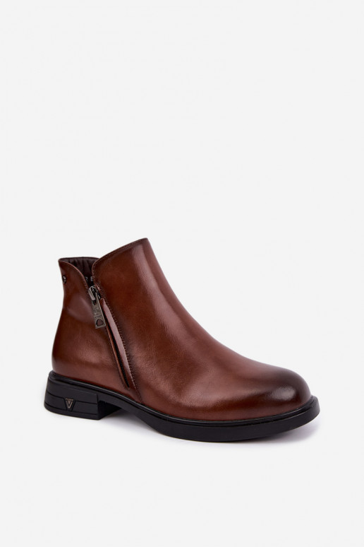 Botines cálidos de cuero natural para mujer Vinceza 133112 marrones