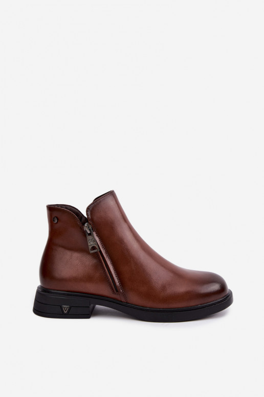 Botines cálidos de cuero natural para mujer Vinceza 133112 marrones