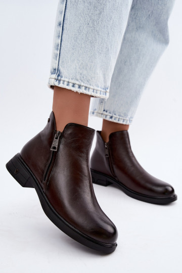 Botines cálidos de cuero natural para mujer Vinceza 133112 chocolate