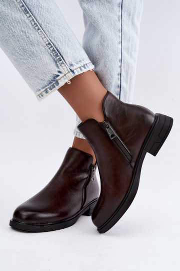 Botines cálidos de cuero natural para mujer Vinceza 133112 chocolate 2