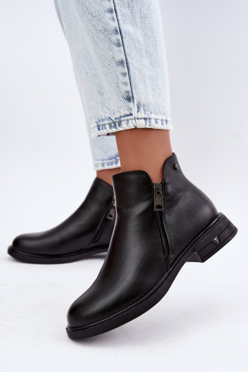 Botines cálidos de cuero natural para mujer Vinceza 133112 negros