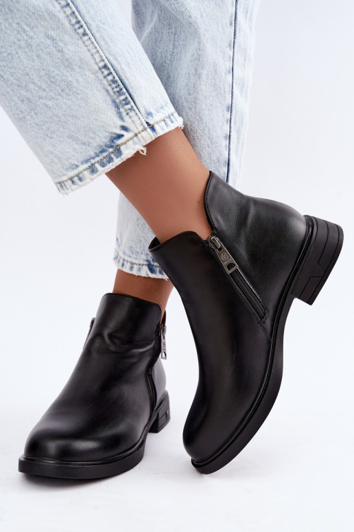 Botines cálidos de cuero natural para mujer Vinceza 133112 negros