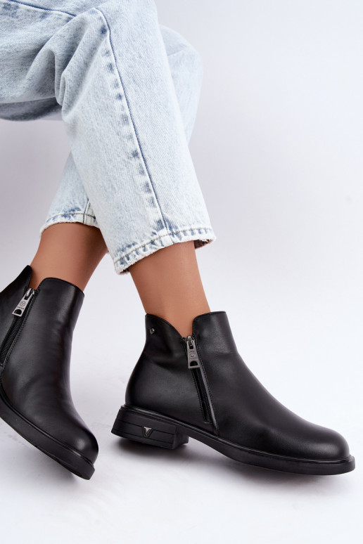 Botines cálidos de cuero natural para mujer Vinceza 133112 negros
