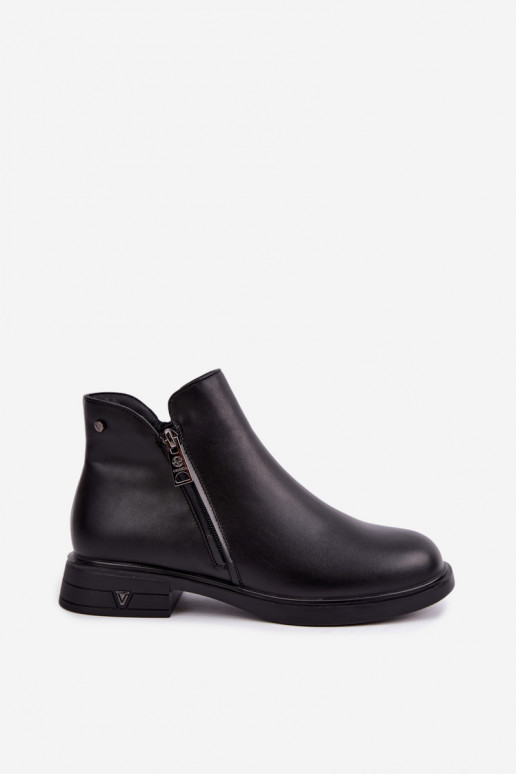 Botines cálidos de cuero natural para mujer Vinceza 133112 negros