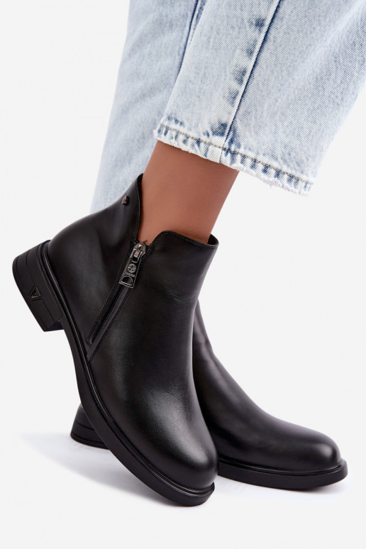 Botines cálidos de cuero natural para mujer Vinceza 133112 negros