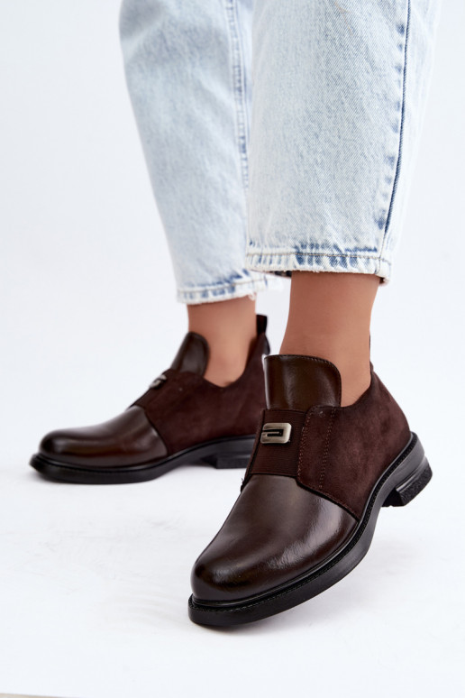 Botines para mujer con tacones anchos y diseño sin cordones Vinceza 58679 chocolate