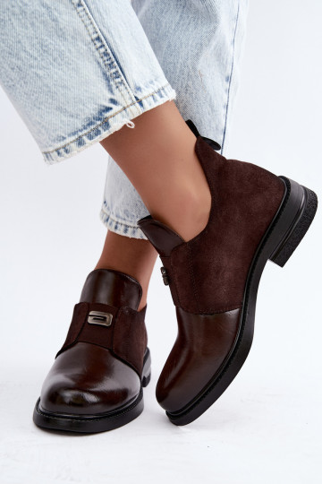Botines para mujer con tacones anchos y diseño sin cordones Vinceza 58679 chocolate 2