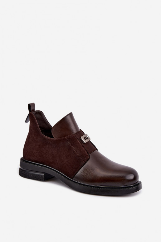Botines para mujer con tacones anchos y diseño sin cordones Vinceza 58679 chocolate