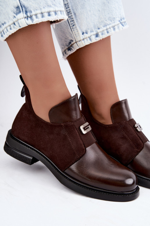 Botines para mujer con tacones anchos y diseño sin cordones Vinceza 58679 chocolate