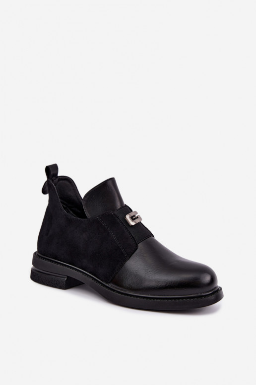 Botines para mujer con tacones anchos y diseño sin cordones Vinceza 58679 negros